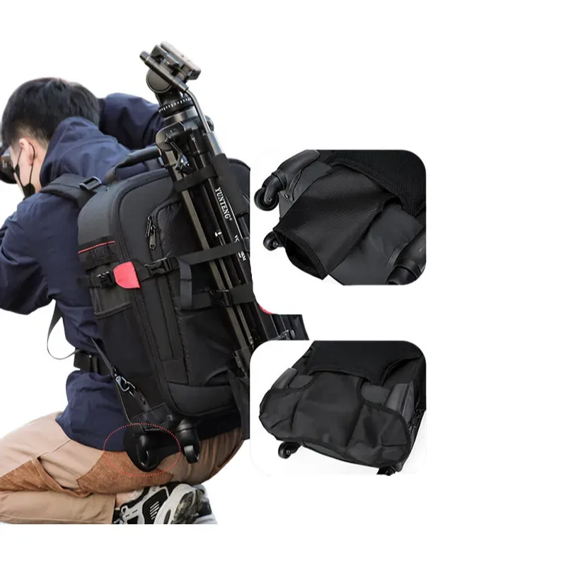 valise à roulettes de marque pour appareil photo, sac à bandoulière professionnel multifonction avec roulettes, grande capacité, bagages de photographie de voyage