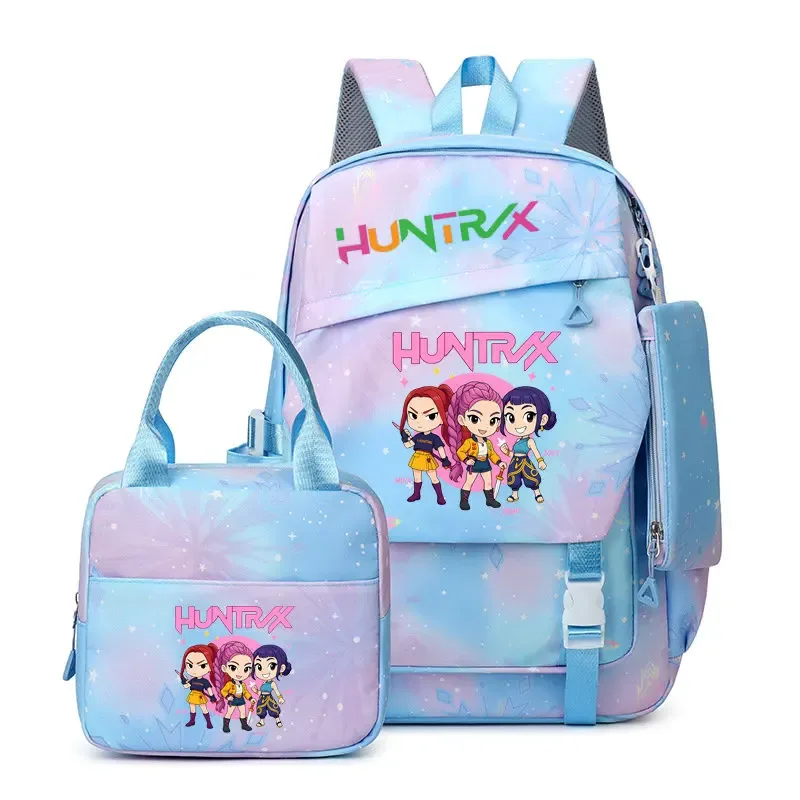 ensemble de sacs à dos kpop demon hunters avec sac à déjeuner et trousse à crayons, cartable pour garçons, sac à dos léger pour ordinateur portable, sacs de voyage