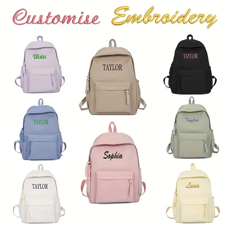 Sac à dos pour enfant brodé avec nom personnalisable, grande capacité pour l'école et le cadeau, sac à dos personnalisé pour fille et garçon