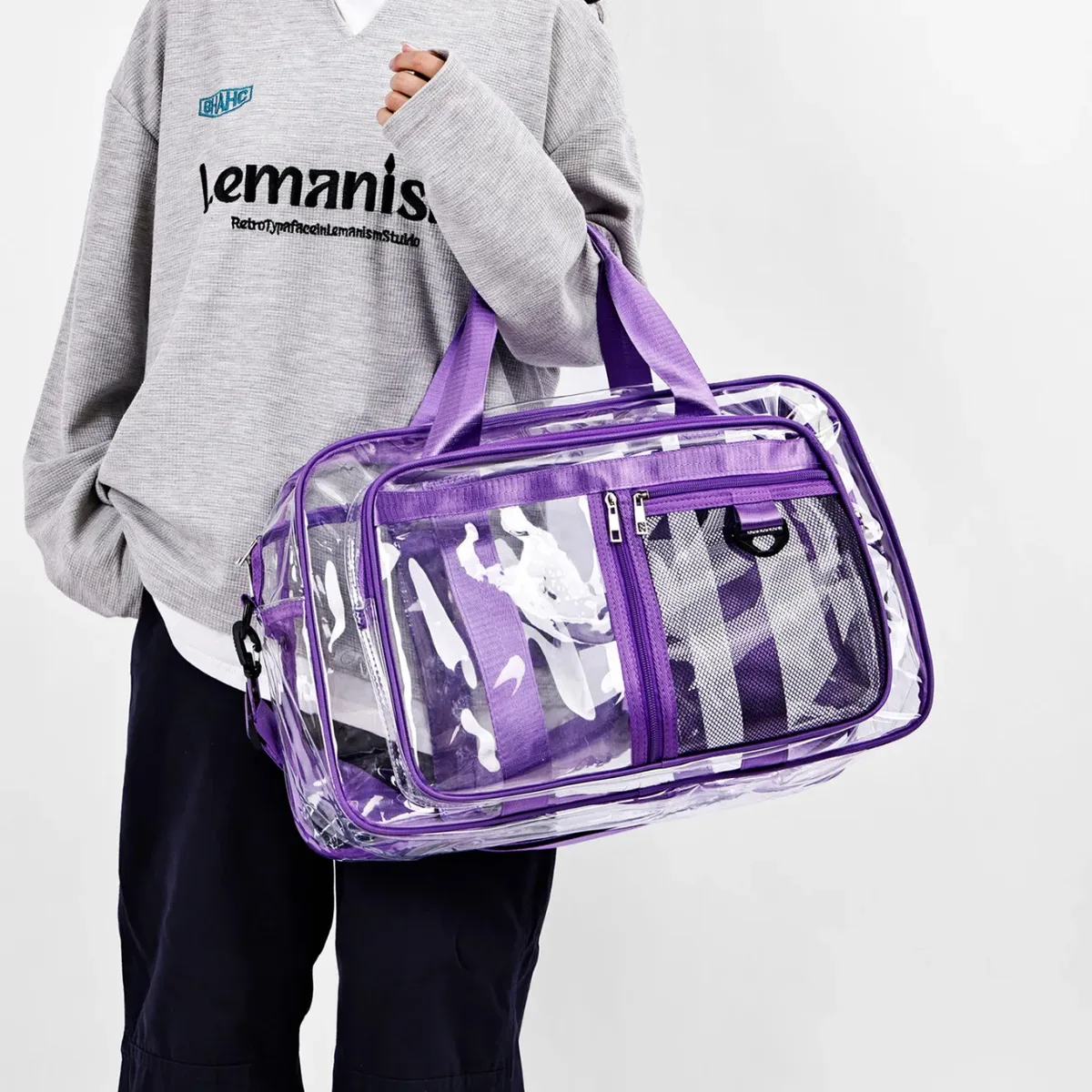 sac de voyage transparent en pvc, sac de natation pour vêtements secs et mouillés, sac de rangement portable pour courts séjours et voyages d'affaires, style minimaliste urbain