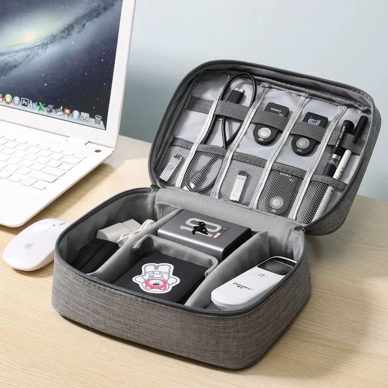 sac de rangement numérique électronique de voyage, écouteurs multifonctionnels de grande capacité, étui de protection pour câble de données, sac anti-poussière de voyage elec