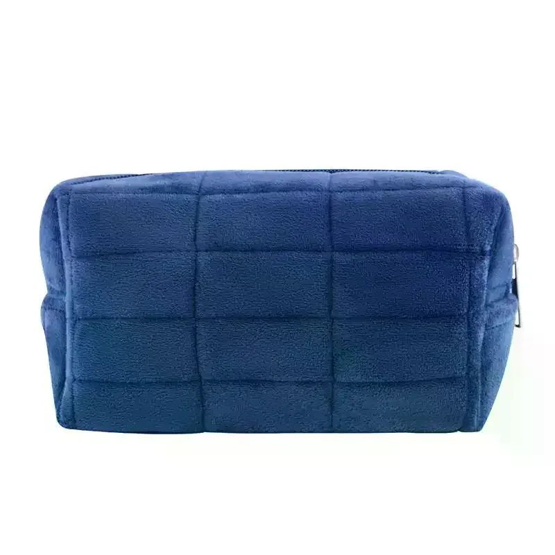 trousse de maquillage élégante en fourrure pour femmes, grande capacité à fermeture éclair de couleur unie, organisateur de toilette de voyage, pochette de lavage, étui à stylos en peluche