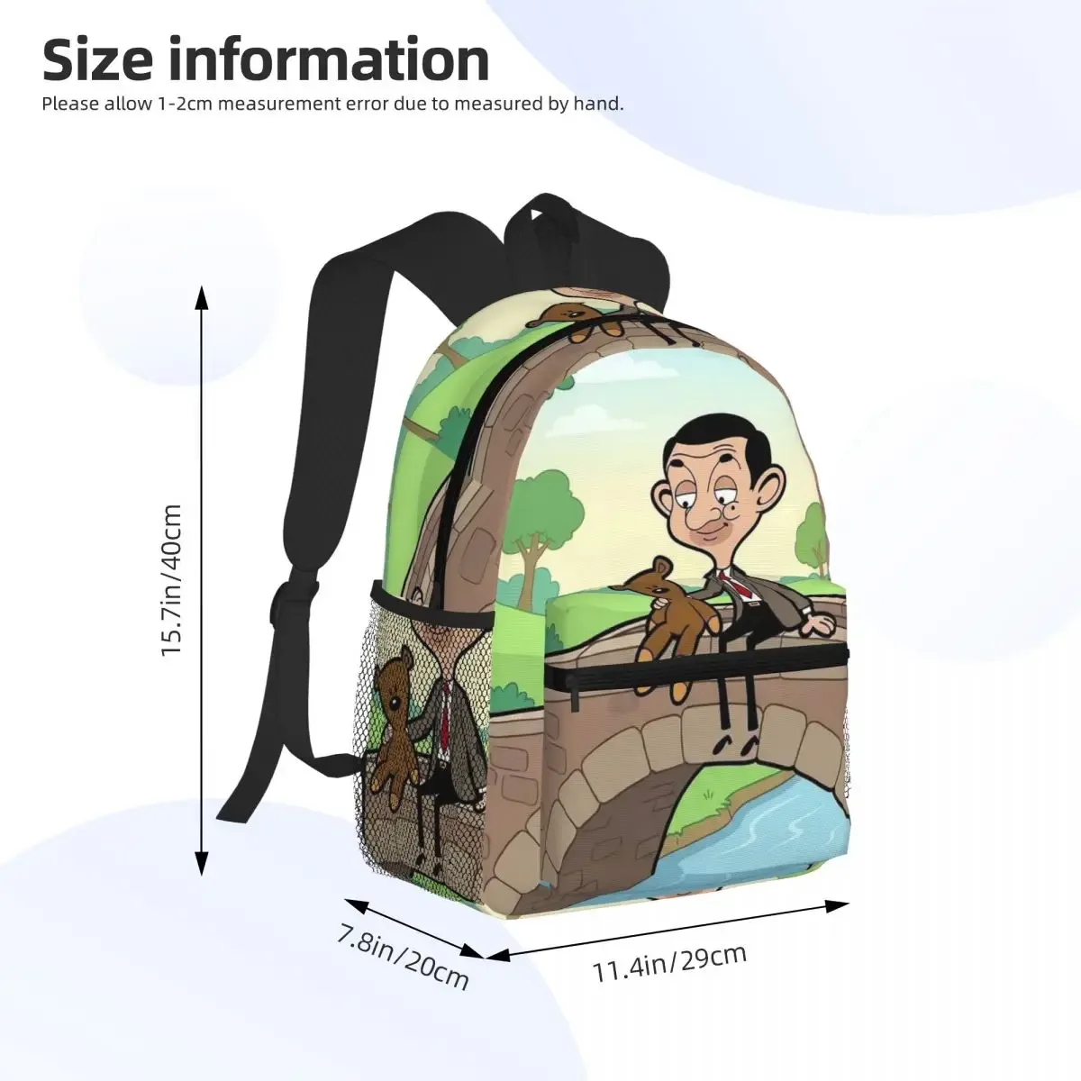 mr bean cartoon sac à dos pour étudiants, sac d'école, sac à dos de randonnée, sac à dos de voyage pour hommes et femmes, sac à bandoulière