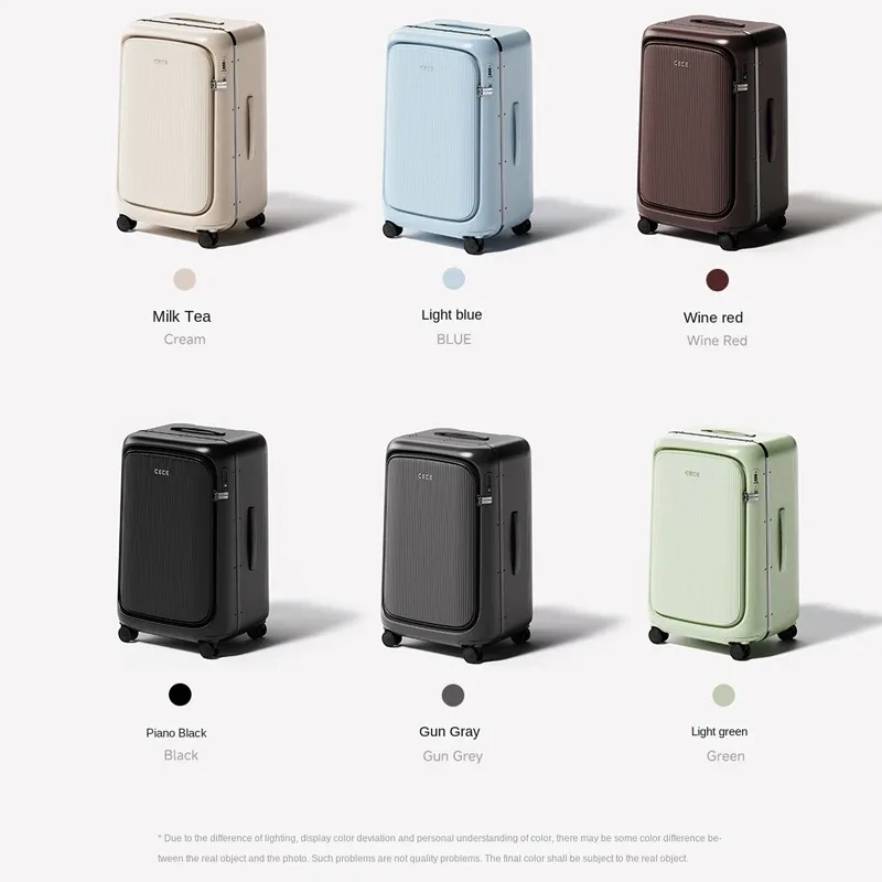 valise légère pour bagages, grande capacité, compartiment profond, ouverture latérale, cadre en aluminium, valise à roulettes de grande taille 20/24/28 pouces