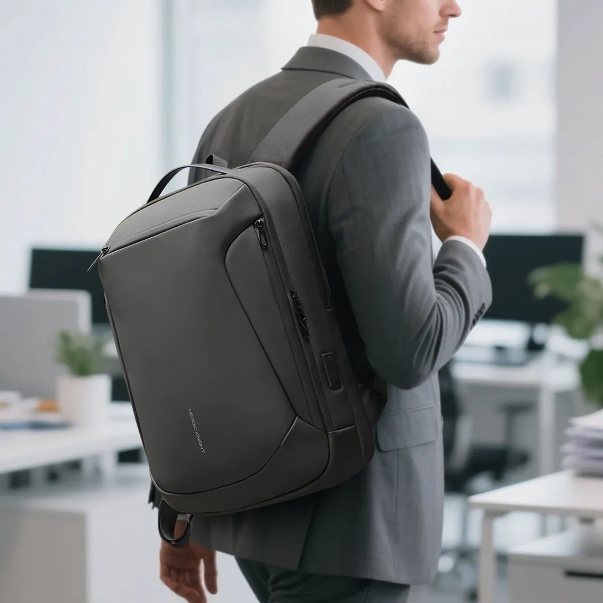 sac à dos d'affaires hk pour hommes, sac à dos pour ordinateur portable de 15,6 pouces avec port usb, sac à dos étanche pour ordinateur, sac à dos décontracté pour les trajets quotidiens
