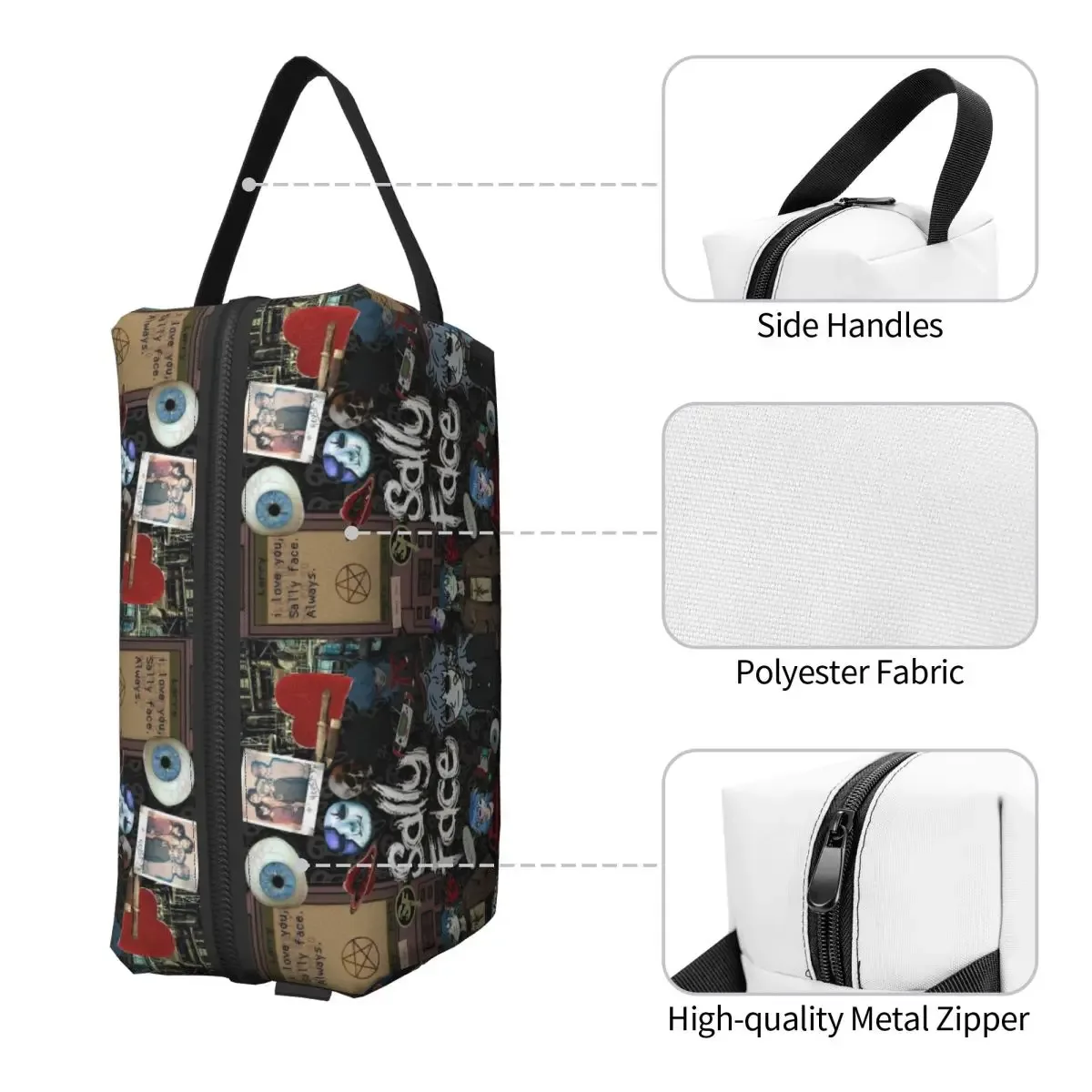 trousse de maquillage sally face game anime sf, organiseur de cosmétiques, trousse de toilette, trousse de beauté pour femme, trousse de voyage, trousse à crayons
