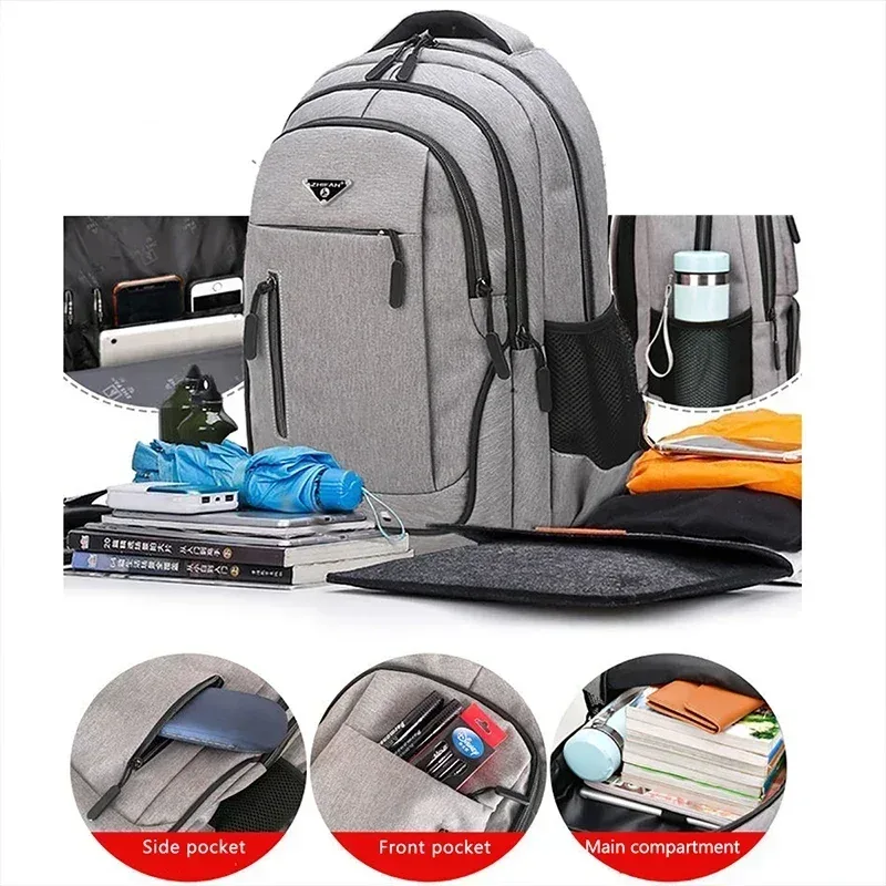 sac à dos de grande capacité pour hommes, sacs à dos pour ordinateur portable 15.6 oxford noir solide, sacs de lycée pour adolescents, collège garçon, sac à dos pour étudiant