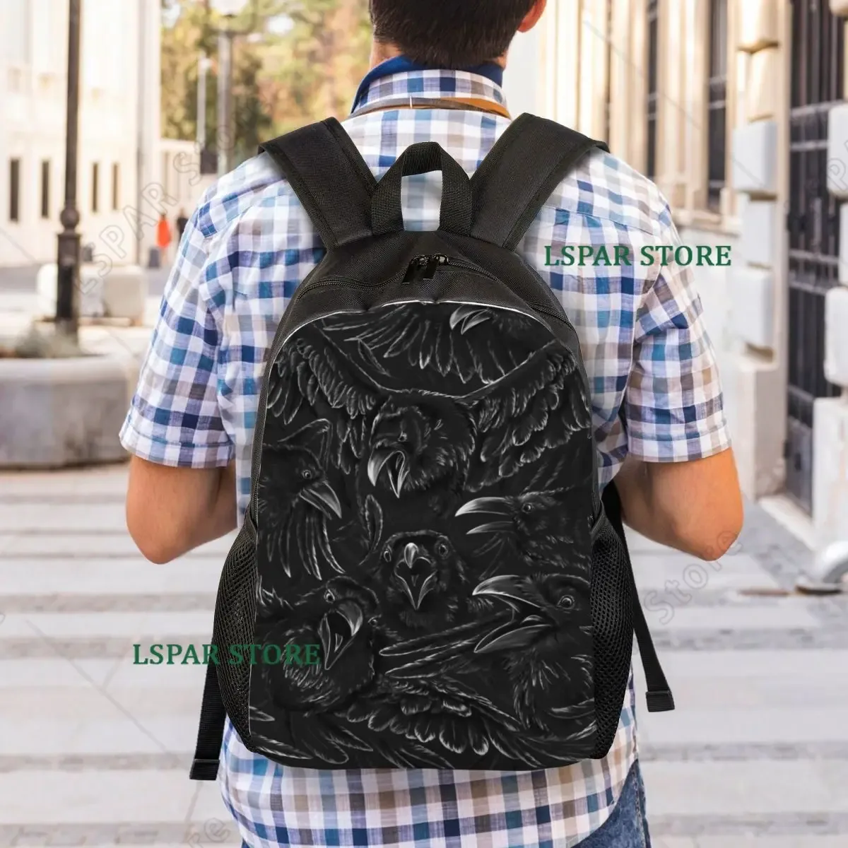 sacs à dos personnalisés raven rage pour étudiants, sacs à livres pour collège et université, adaptés aux ordinateurs portables de 15 pouces, sacs gothiques effrayants avec motif de corbeau pour halloween