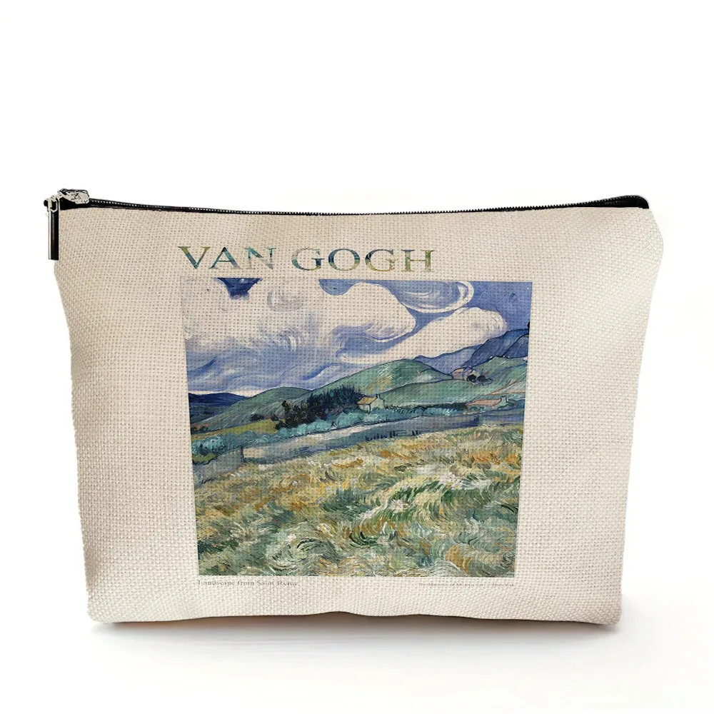 vincent van gogh femmes sac cosmétique nuit étoilée double impression dame sacs de maquillage de mariage fille voyage sac à main organisateur portefeuille