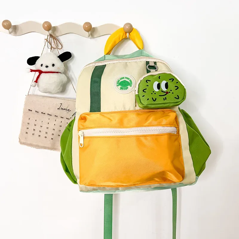 sac à dos pour enfants, nouvelle collection coréenne, décontracté, color block, en coton, avec poignée, pour la maternelle, léger, en promotion de la saison