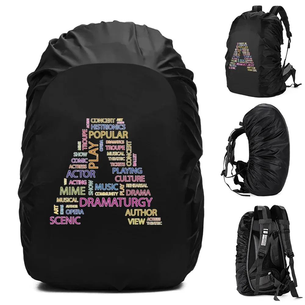 sac à dos imperméable pour homme, housse de pluie, camping en plein air, randonnée, escalade, sac à dos anti-poussière, texte imprimé, 20-70 l