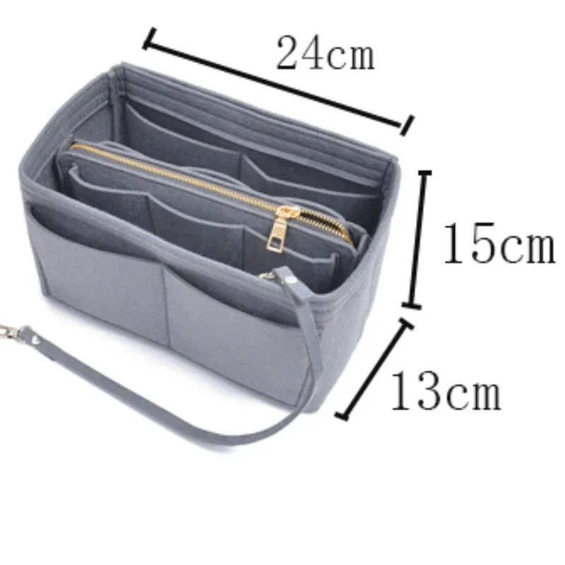 sac de rangement de maquillage multifonctionnel de grande capacité, doublure en tissu feutré, insertion de voyage, sac portable dans le sac, organisateur de cosmétiques