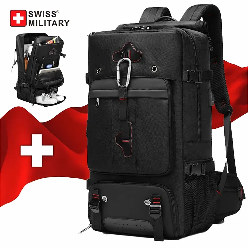 SWISS MILITARY-Sac à dos de voyage étanche multifonctionnel pour homme, sac pour ordinateur portable, sac à bagages d'escalade en plein air, sac à dos de sport, Mochila