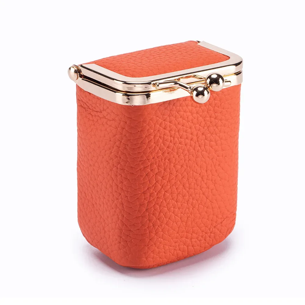nouveaux portefeuilles en cuir véritable, porte-monnaie de marque kiss lock, petit sac d'argent en cuir de vache souple, pochette de maquillage mignonne, étui organisateur de rouge à lèvres