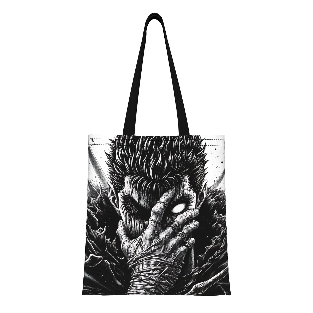 sac fourre-tout en toile berserk pour fans d'anime black swordsman, parfait pour le shopping et l'usage personnel, excellent cadeau