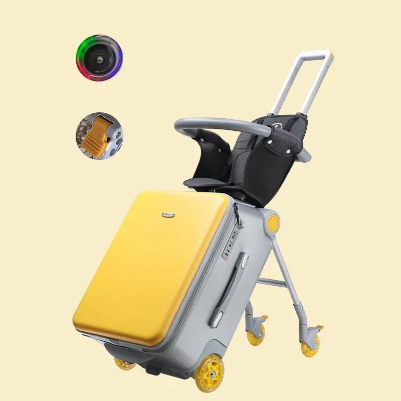 valise pour enfants avec roulettes, grandes valises avec conception de siège enfant, bagage à main rigide de 20 pouces pour voyage