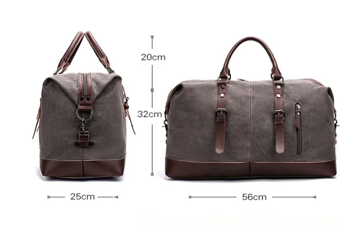 sac de voyage en toile pour hommes, en cuir pu, bagages d'extérieur, voyage, fitness, photographie, sac à main de grande capacité, sac à dos à bandoulière