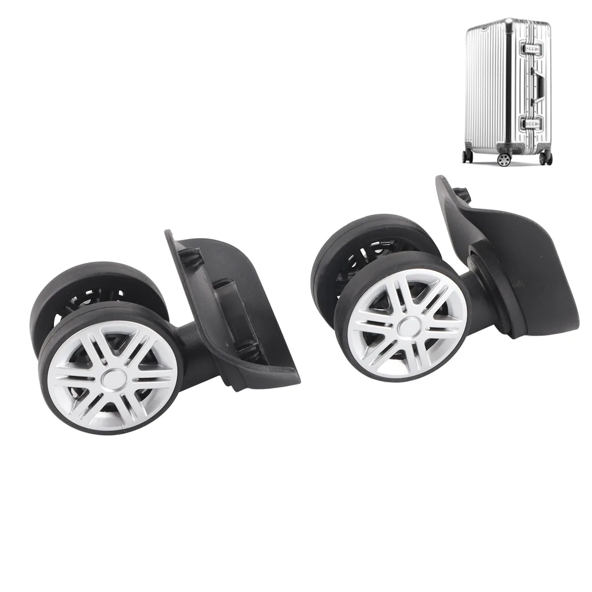accessoire de valise : 1 paire de grandes roues doubles silencieuses pour extérieur, pour valises à poignée télescopique