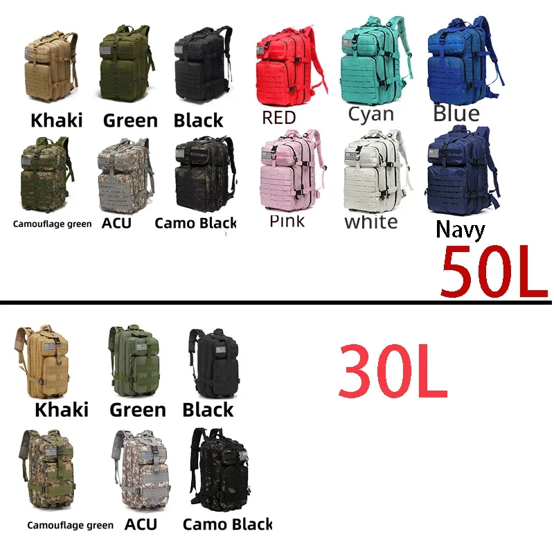 sac à dos imperméable en nylon 1000d, capacité 30/50l, idéal pour le trekking, la pêche, la chasse, le camping et la randonnée