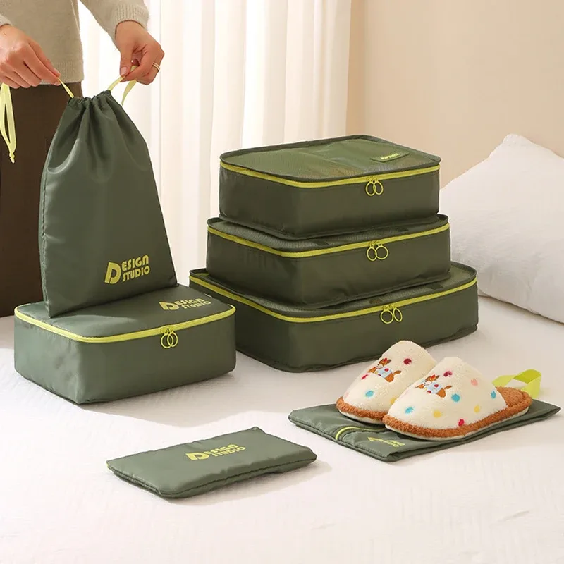 ensemble de sacs de voyage 7 pièces, sac de rangement épais, sac de rangement de bagages portable multifonctio