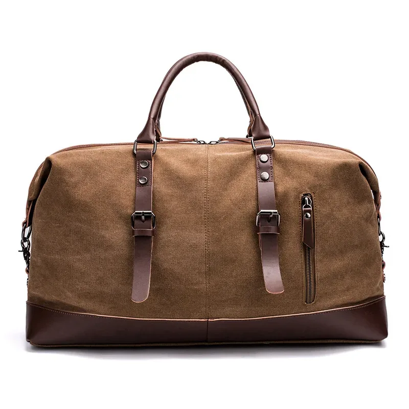 sac de voyage en toile pour hommes, en cuir pu, bagages d'extérieur, voyage, fitness, photographie, sac à main de grande capacité, sac à dos à bandoulière