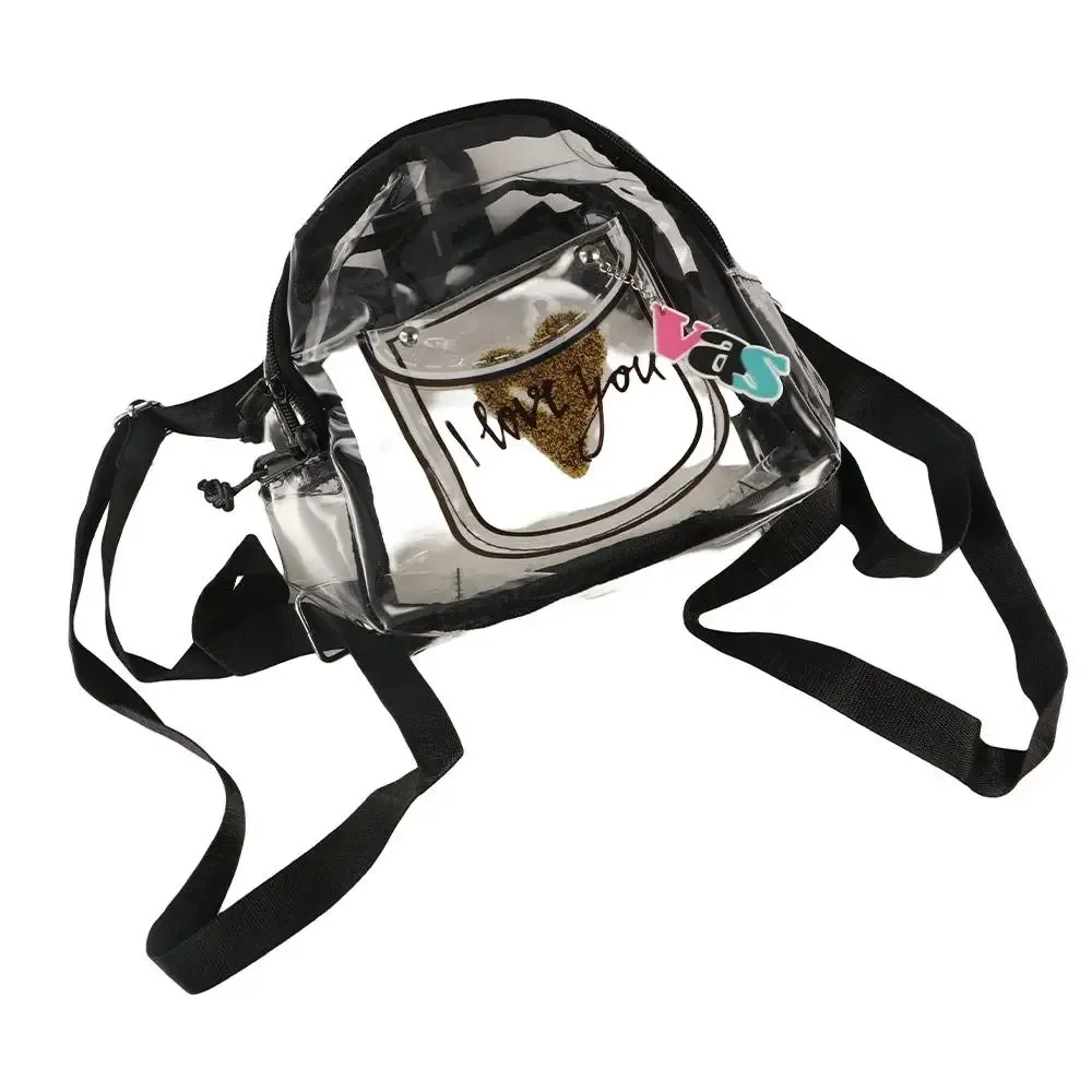 sac à dos transparent en pvc simple, style coréen, grande capacité, sac tendance en jelly, sac à bandoulière en forme de cœur, sacs de shopping pour filles
