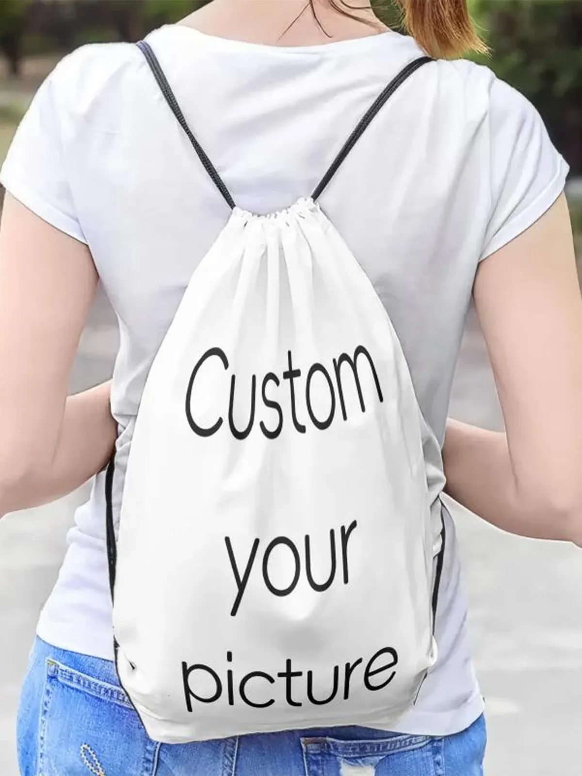 Sac à dos de sport personnalisé avec cordon de serrage, sac de sport pour femmes et hommes, sac à dos de Shopping avec Photo personnalisée