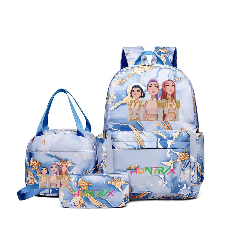 sacs à dos kpop demon hunters avec sacs à déjeuner, sacs d'école légers pour étudiants et adolescents, sac de voyage décontracté pour femmes, 3 pièces/ensembles