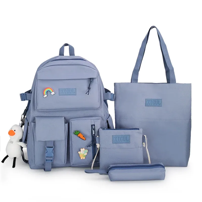 sac à dos d'école kawaii pour enfants, cartable pour femme, sacs d'école pour adolescentes, ensembles de 4 pièces, 138