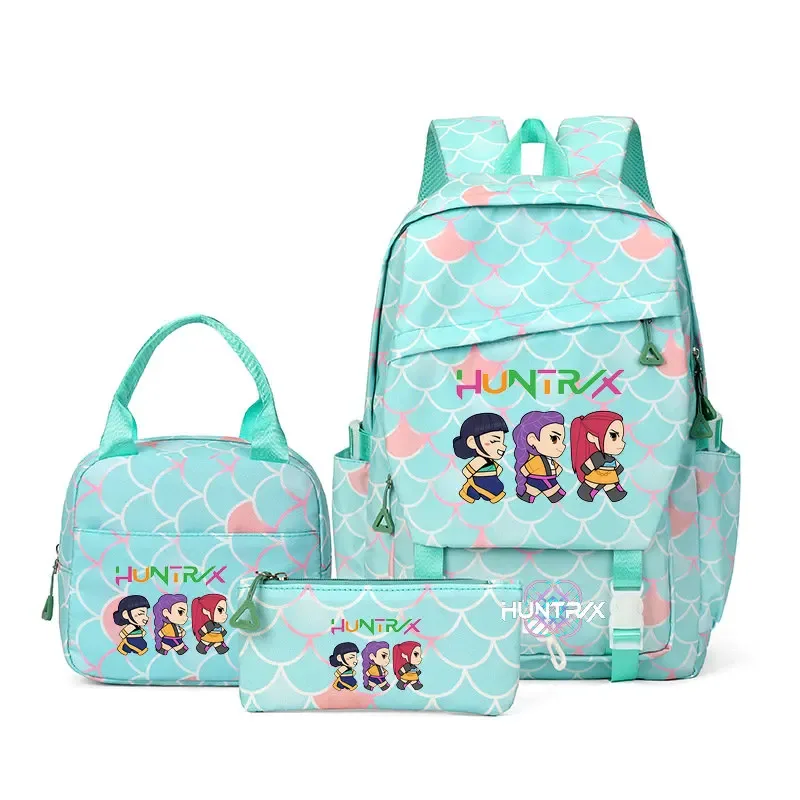 sacs à dos kpop demon hunters, 3 pièces, avec sacs à déjeuner, trousse à crayons, sacs à dos de voyage de grande capacité pour femmes et hommes, sacs d'école pour adolescents