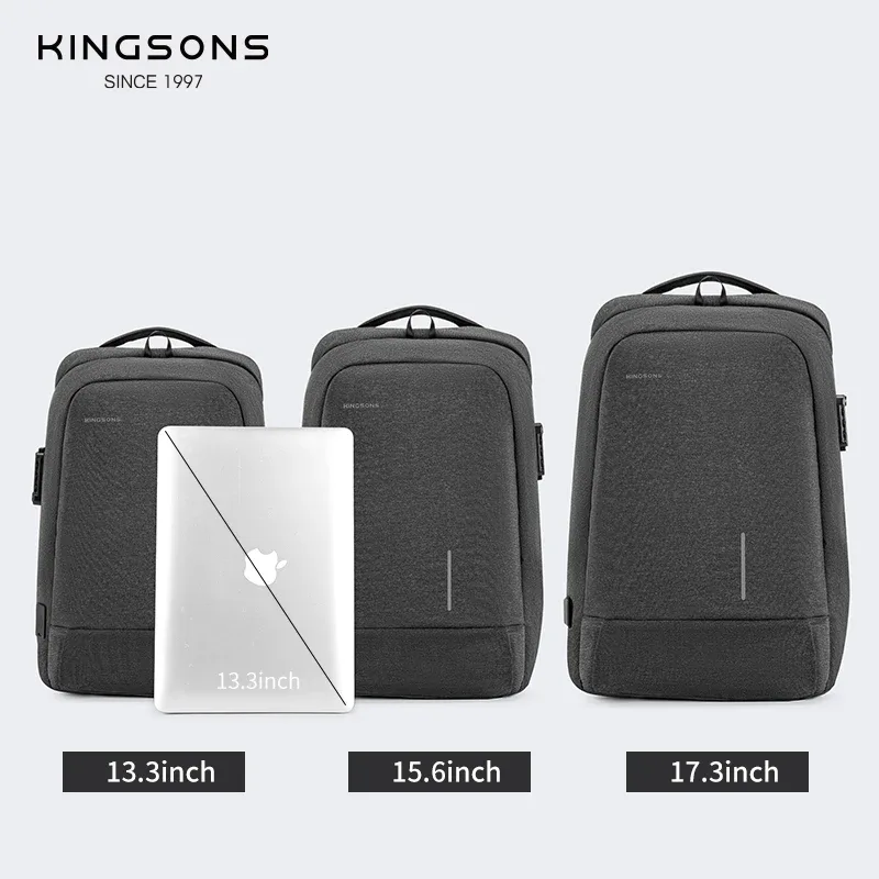 sac à dos antivol pour ordinateur portable kingsons vgoal avec port usb et serrure tsa, sac à dos d'affaires 13/15,6/17,3 pouces pour hommes et femmes, imperméable