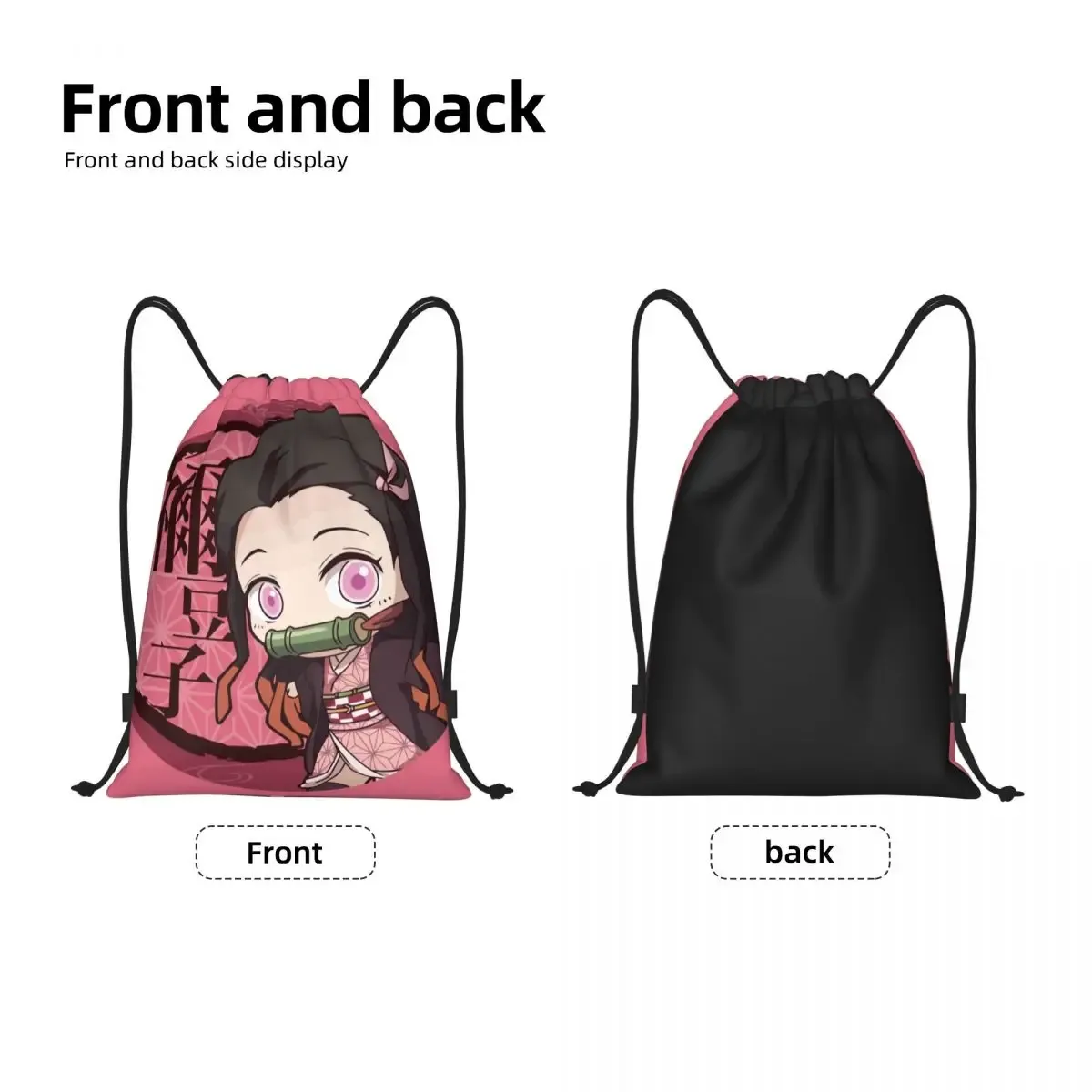 Sac à dos personnalisé Kimetsu No Yaiba Nezuko avec cordon de serrage, sac de sport pour femmes, sac d'entraînement Demon Slayer Anime Manga