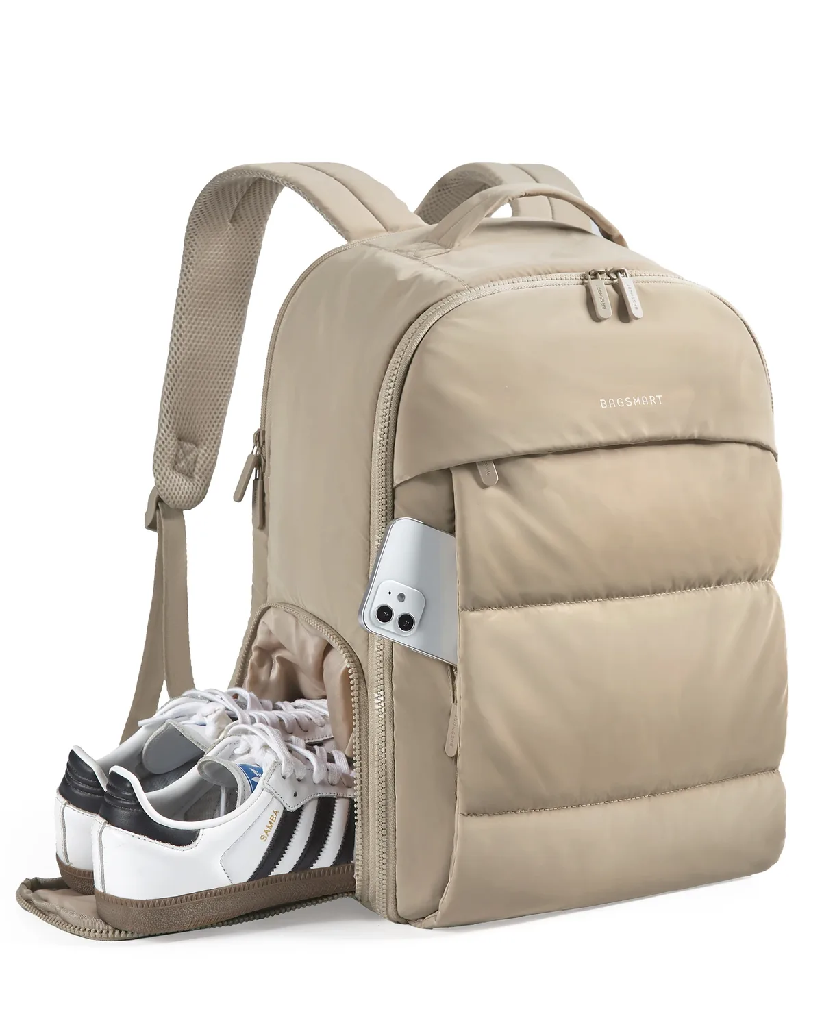 bagsmart sac à dos pour femme approuvé par la compagnie aérienne avec compartiment à chaussures pour ordinateur portable 15,6" sac à dos de voyage résistant à l'eau