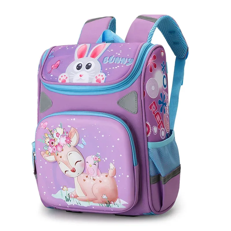 mignon dessin animé cerf filles sacs d'école princesse violet nylon enfants sacs à dos pour les élèves du primaire cartable enfants cartables