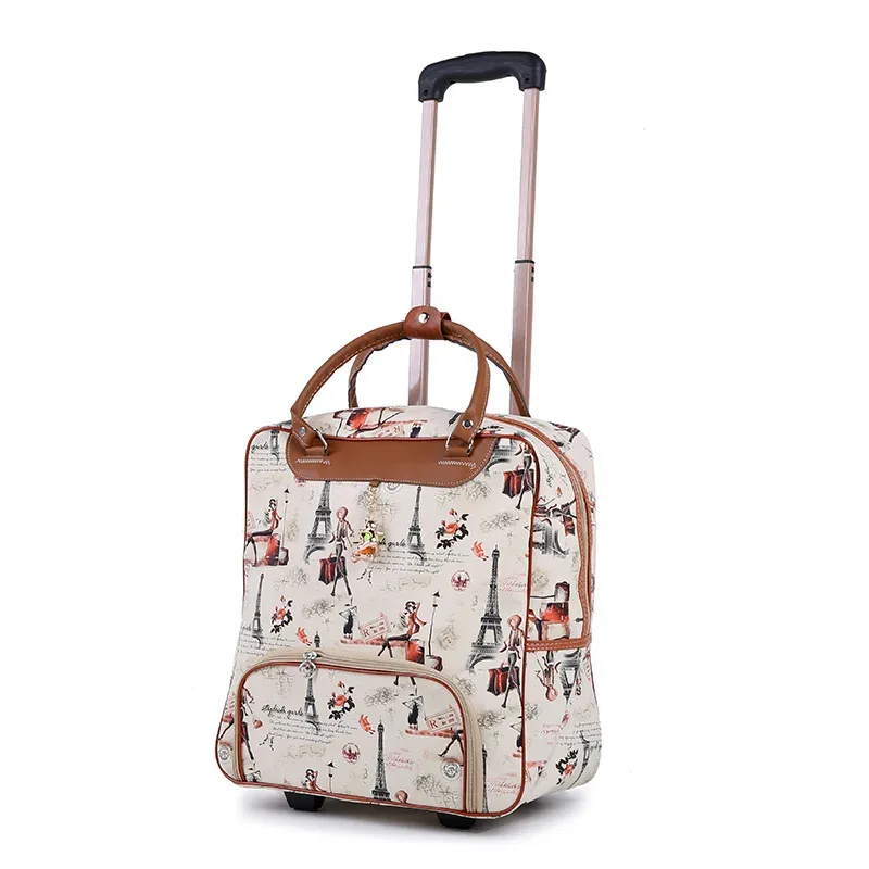 sac de voyage pour femmes, sac de voyage d'affaires sur roulettes, sacs à roulettes de grande capacité, valise rétro pour filles