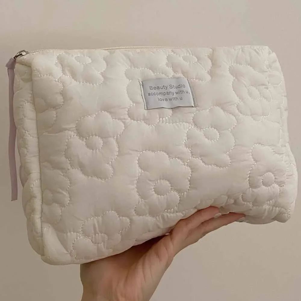 sac à cosmétiques à motif de fleurs douces, emballage de maquillage portable, présentoir, organisateur de rangement, grande capacité, pochette de lavage de voyage pour femmes