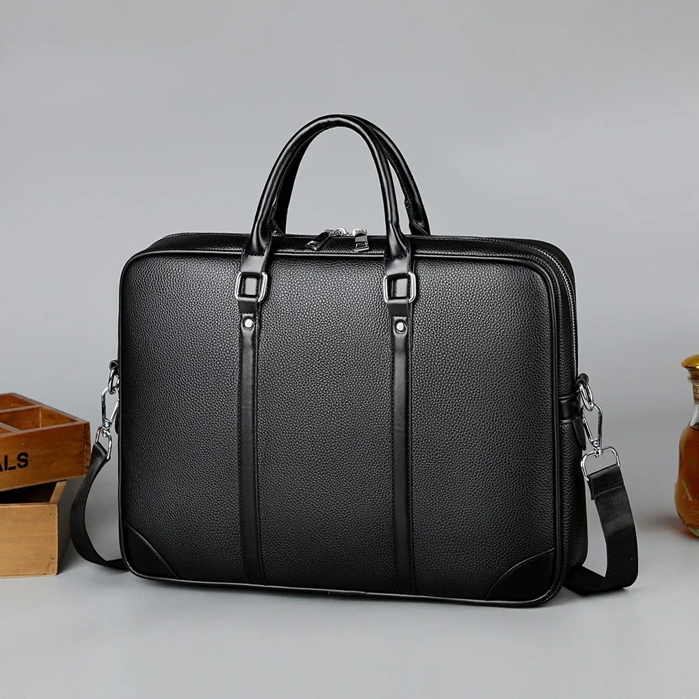 nouvelle mode de luxe en cuir pu affaires hommes porte-documents hommes messager sac à main ordinateur portable concepteur mâle épaule