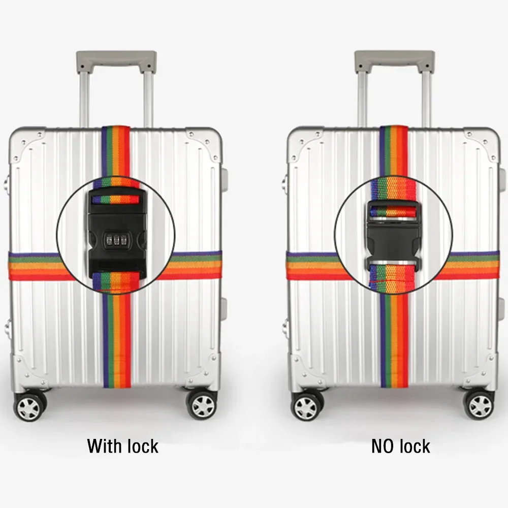 adjustable 420cm luggage strap travel accessories cross belt packing suitcase nylon 3 digits password lock buckle strap belt tag