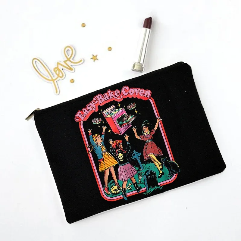sac de rangement pour cosmétiques avec impression de sorcière amusante, sac de maquillage, sac à la mode pour femmes, trousse à maquillage multifonction, étuis à crayons