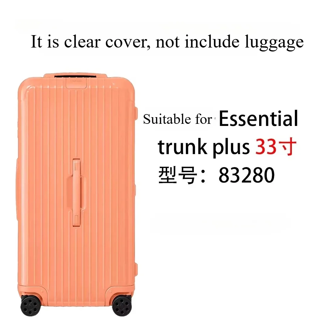 housse de protection transparente en pvc, adaptée au valise rimowa essential trunk plus, housse de protection anti-poussière épaisse de 33 pouces