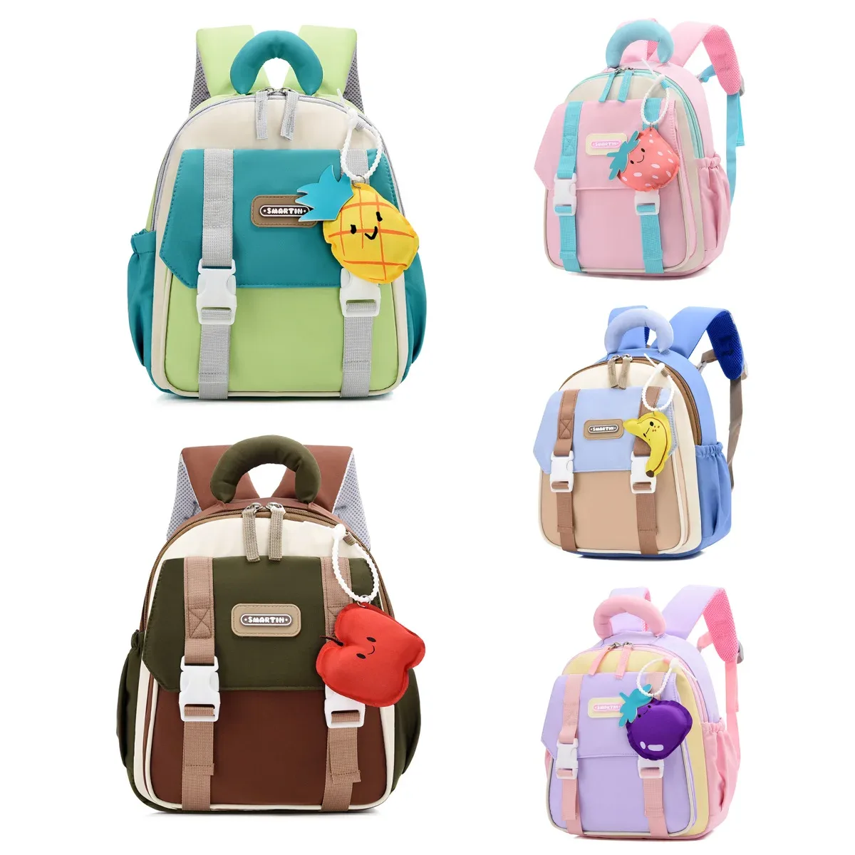 nouveau sac à dos grande capacité pour enfants, sac à dos maternelle garçons filles, sac à dos double épaule anti-pression avec blocs de couleurs