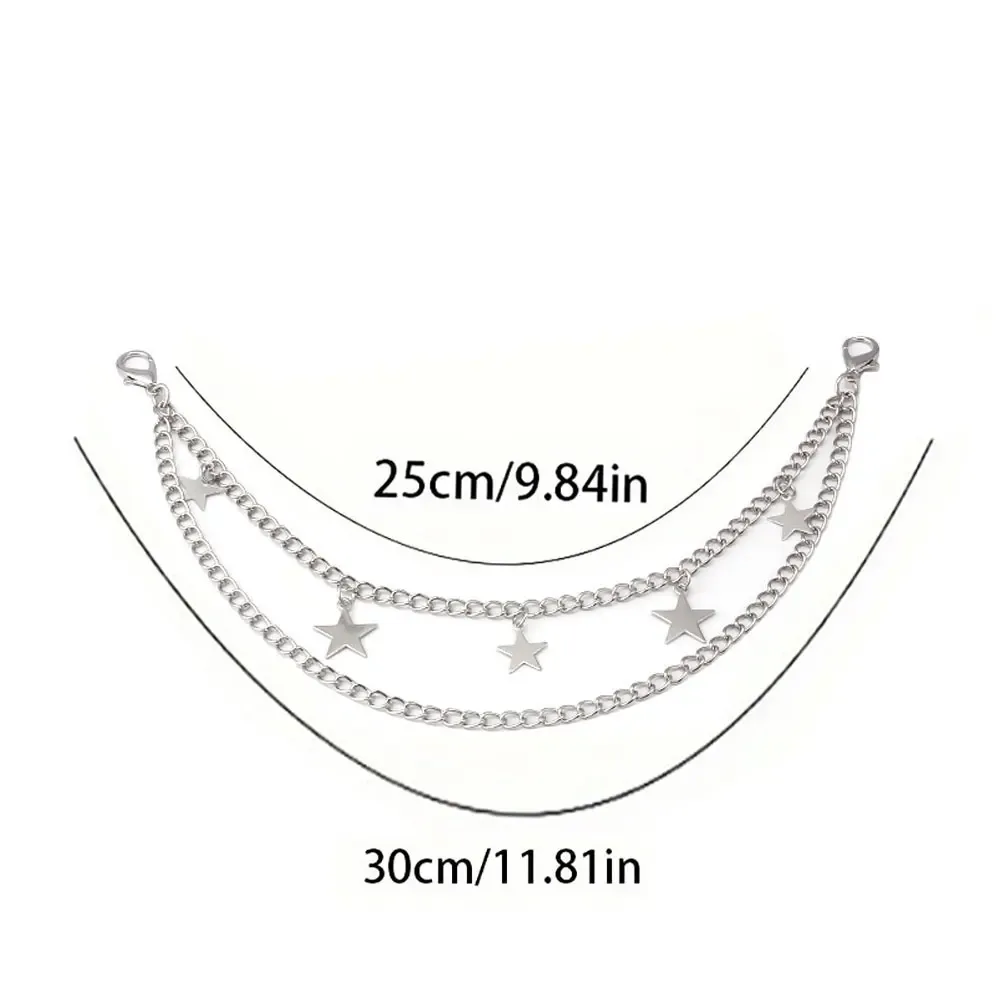 y2k – sangle en chaîne de perles en métal pour sacs, chaîne de sac multicouche pour sac à main, poignées de bricolage, pendentif étoile, sac à bandoulière, accessoires de chaîne