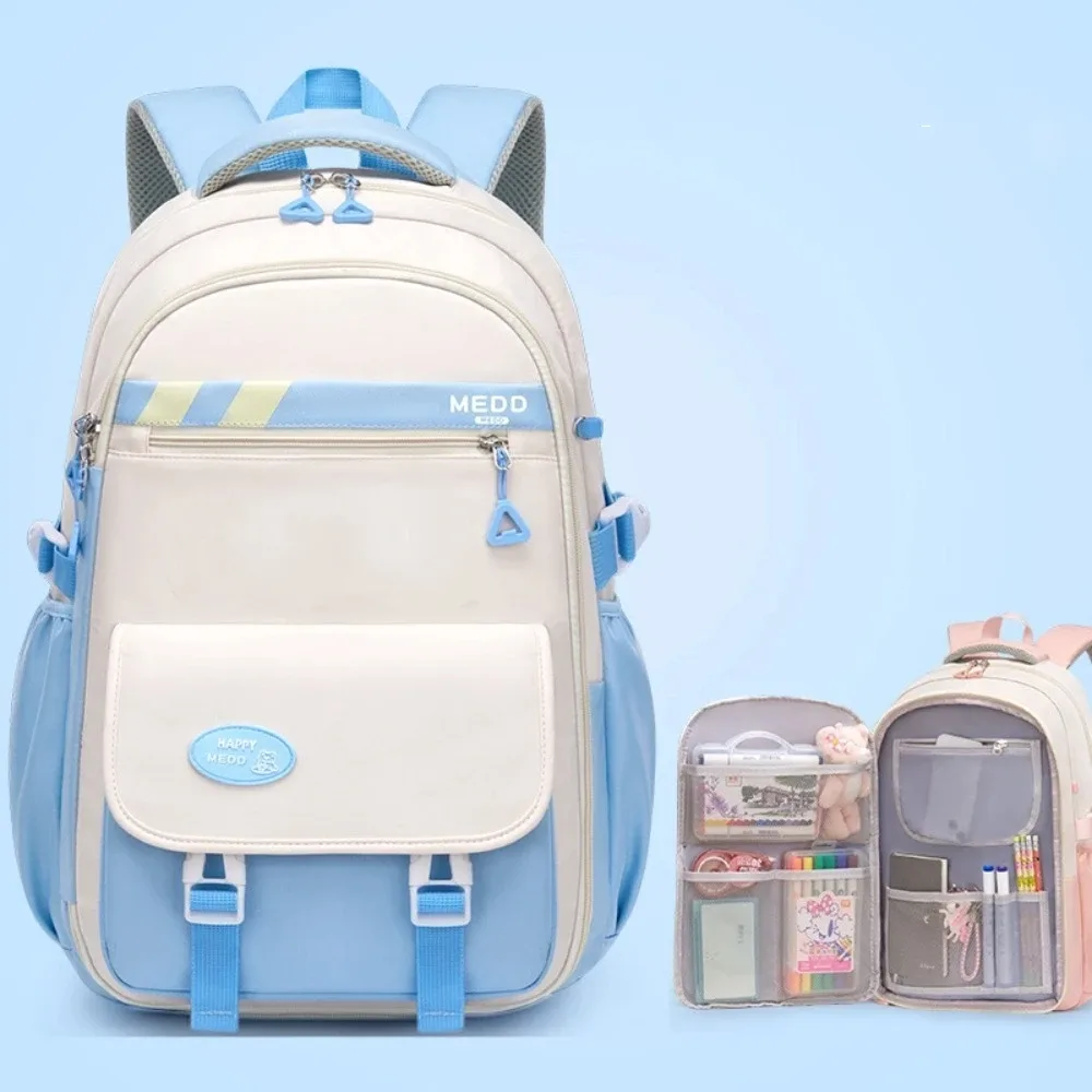 sac d'école de grande capacité, sac à dos imperméable pour soulager le stress, sac à bandoulière léger à double sangle pour filles du collège et du lycée