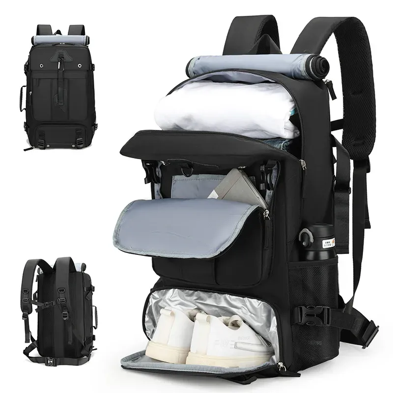 sac à dos grande capacité 60l pour homme, extensible, pour voyage en extérieur, avec compartiment à chaussures, modèle 2026