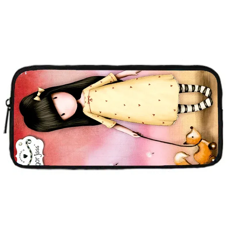 gorjuss santoro sacs à crayons pour enfant, sacs à crayons d'école pour enfants cerveau de dessin animé pour filles, grande et simple trousse à crayons pour enfants