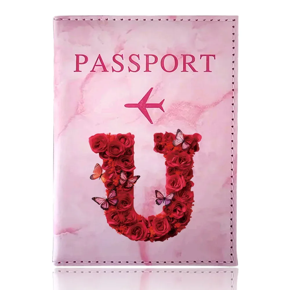 étui de passeport imprimé série rose rouge, porte-passeport, accessoires de voyage, housse de protection pour avion