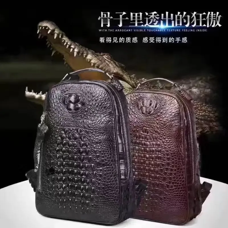 sac d'affaires de luxe en peau d'alligator pour hommes, porte-documents noir véritable crocodile, sac pour ordinateur portable pour hommes d'affaires, sac à dos