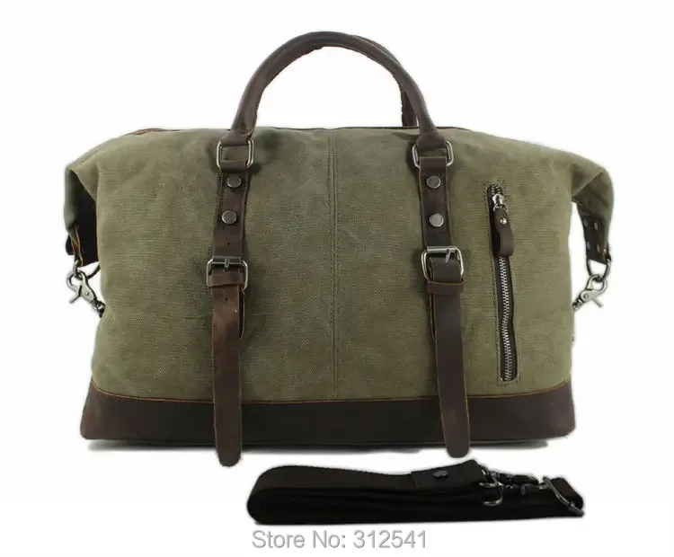 sacs de voyage vintage militaires en toile et cuir pour hommes, sacs à main, sacs de voyage, sacs de week-end de grande taille, sacs de nuit.