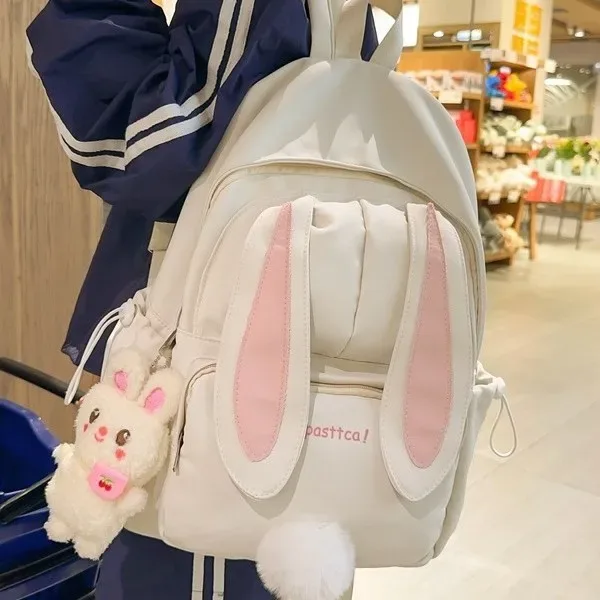 sac à dos scolaire mignon à oreilles de lapin pour femme, style coréen harajuku, pour lycéenne, style japonais, sac à dos à double épaule polyvalent pour fille