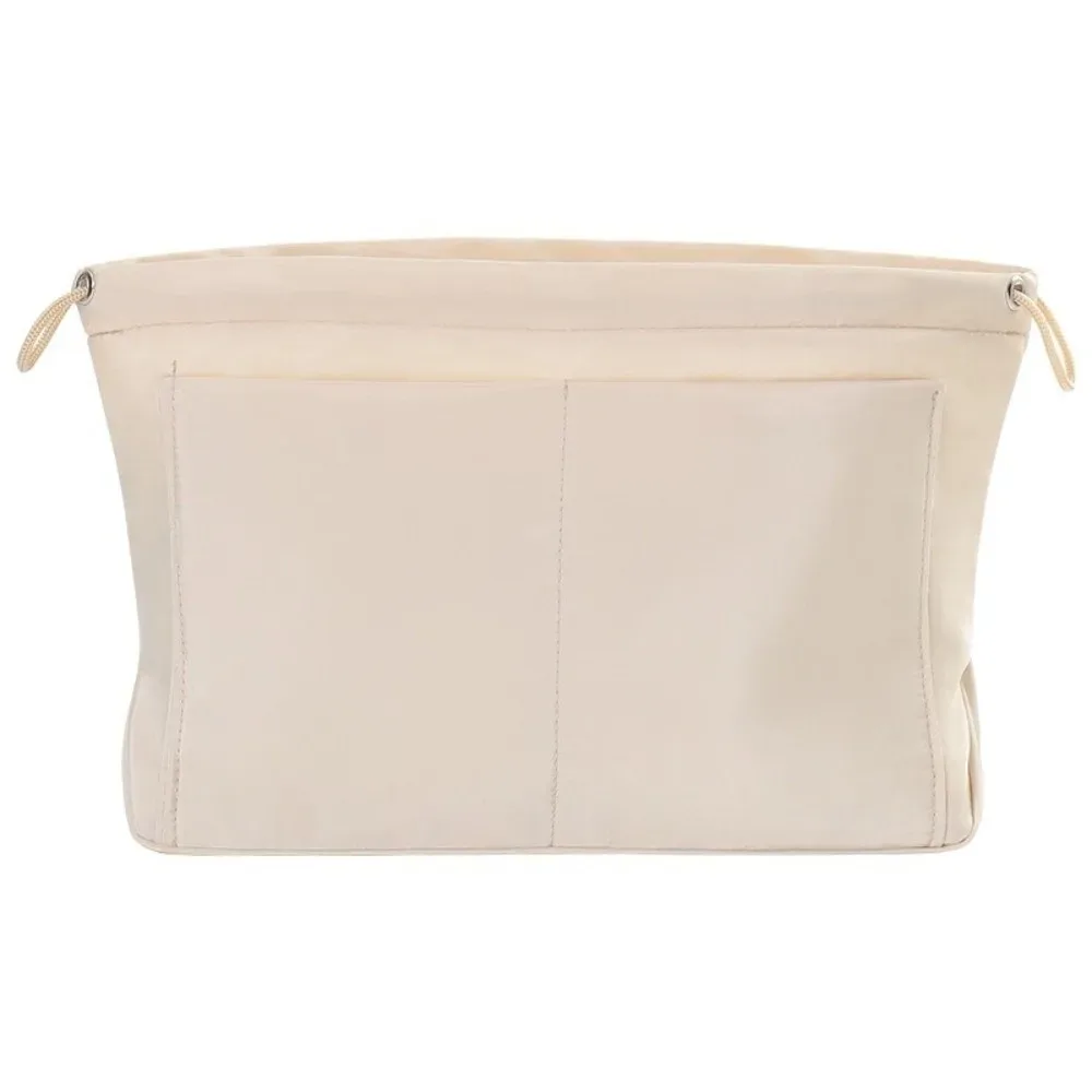 sac à cosmétiques multi-poches durable, trousse de toilette en nylon à cordon de serrage de grande capacité, sac de rangement multicouche de couleur unie unisexe
